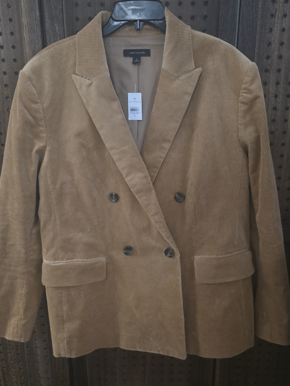 Ann Taylor Women's Double-Breasted Corduroy Blazer in Tan